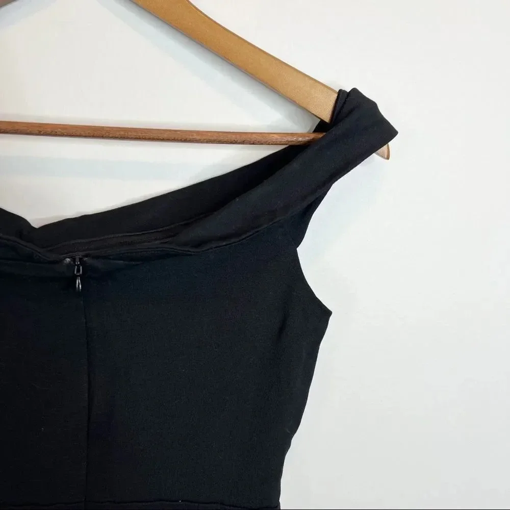 Lulu's Season of Fun Black Off The Shoulder Skater Dress
